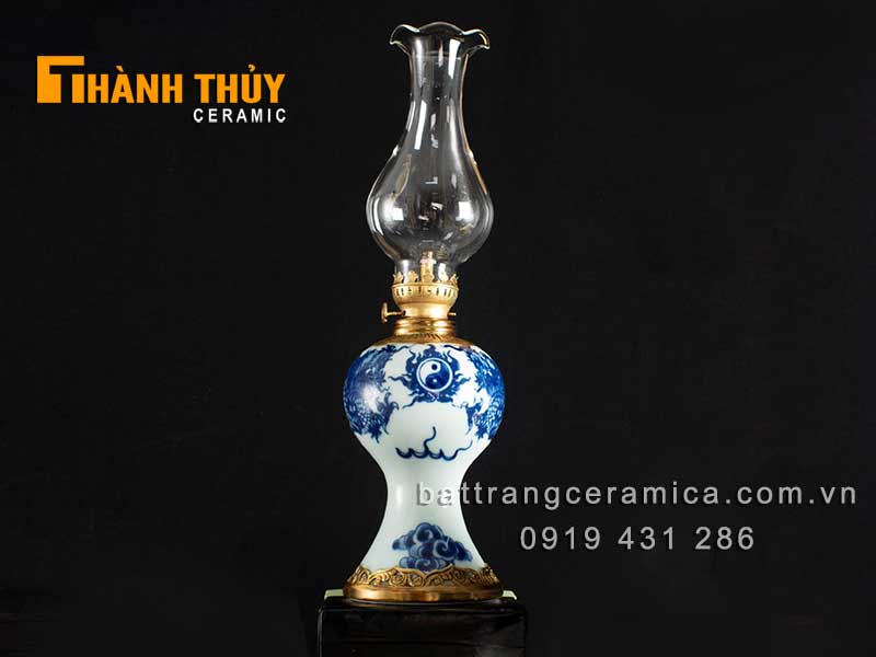 Đèn bàn thờ rồng song long 28cm phong thủy tài lộc 