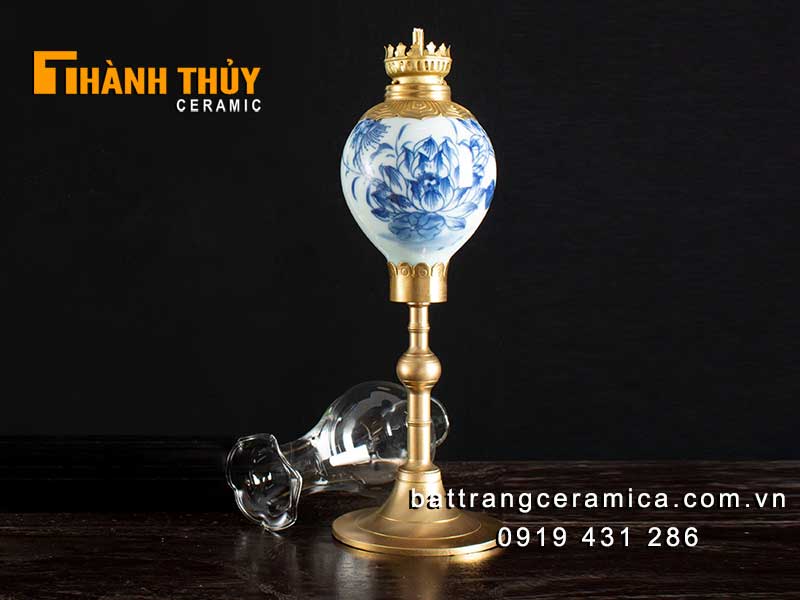 Đèn bàn thờ hoa sen 31cm đẹp chuẩn phong thủy, hút tài lộc