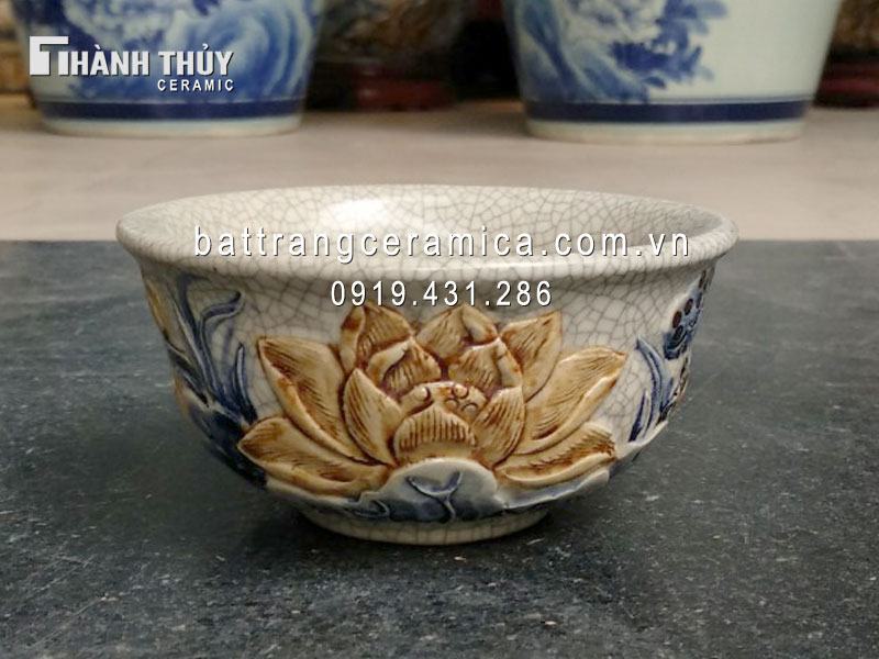 Bát thờ sen men rạn nổi Bát Tràng cao cấp đẳng cấp tranh thờ 