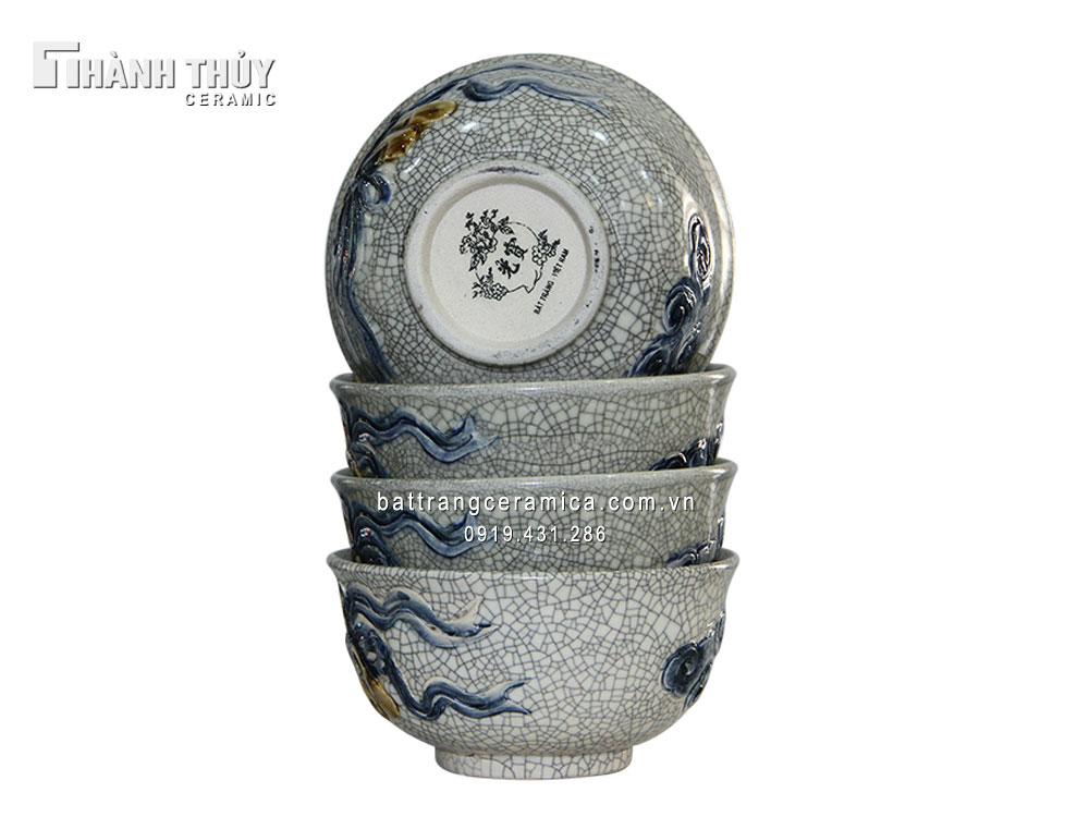 Bát thờ men rạn đắp cuốn thư cao cấp quà tặng khuyến mãi