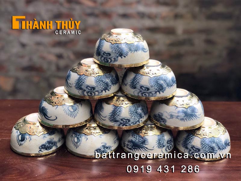 Bộ ấm bát thắp hương vẽ rồng men rạn giả cổ sang trọng Tâm linh Bộ ấm bát thắp hương vẽ rồng men rạn giả cổ sang trọng Tâm linh
