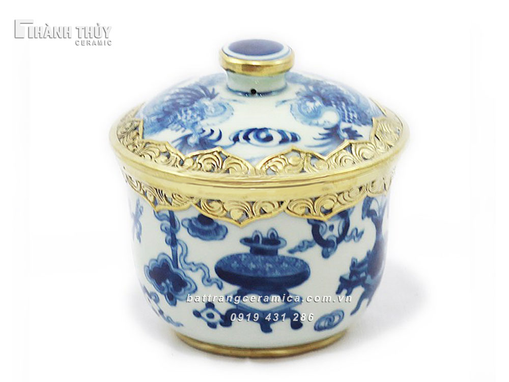 Bát nắp men Lam cổ họa tiết đồng sang trọng bền đẹp Bát nắp men Lam cổ họa tiết đồng sang trọng bền đẹp