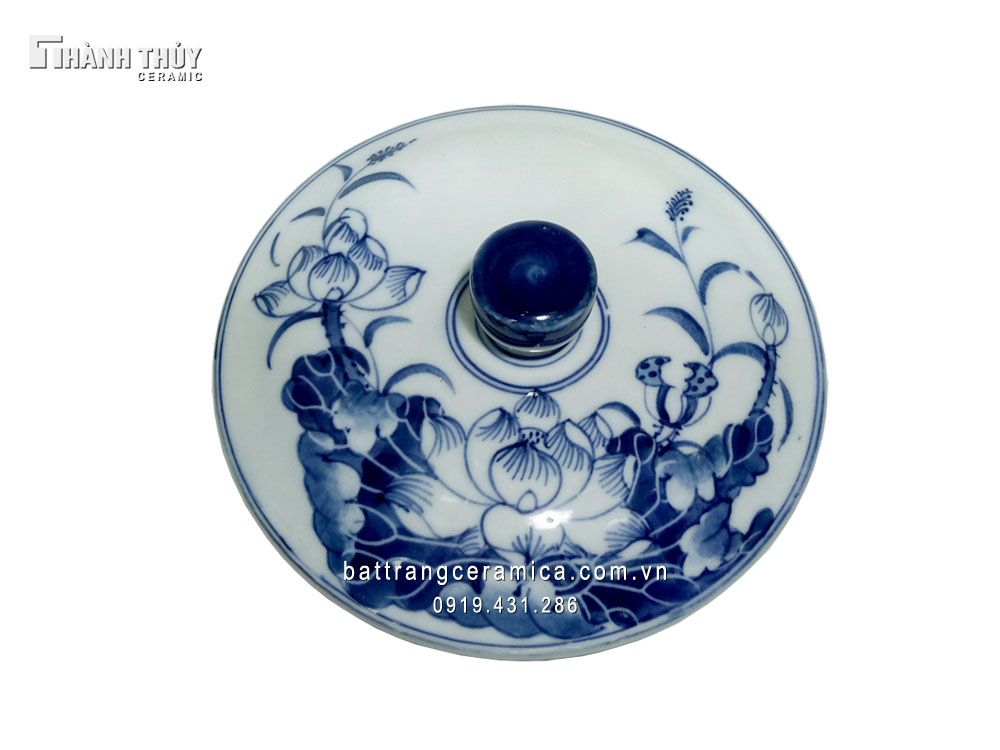 Bát sâm vẽ sen sang trọng phong thủy may mắn tài lộc