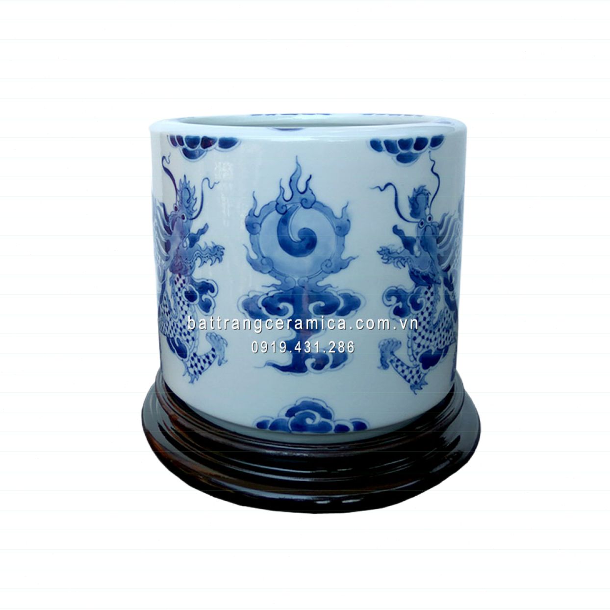 Bát hương Rồng men Lam phi 20cm thờ cúng linh thiêng sang trọng 