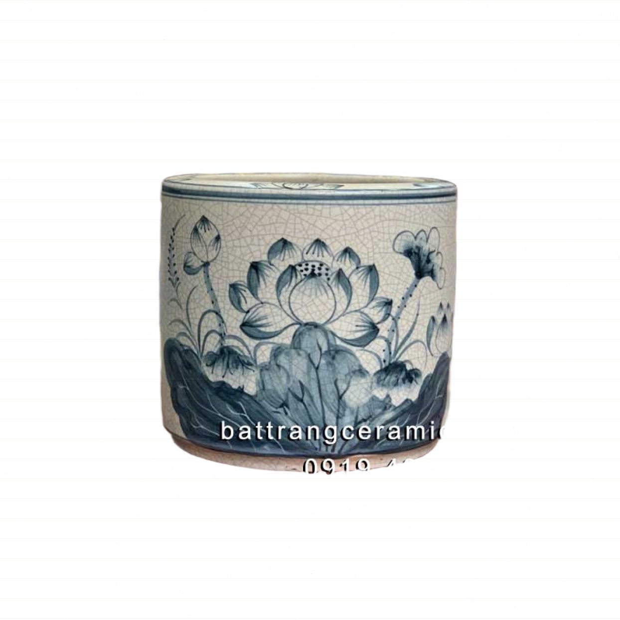 Bát hương men rạn hoa Sen Bát Tràng 16 cm đẹp sang trọng 