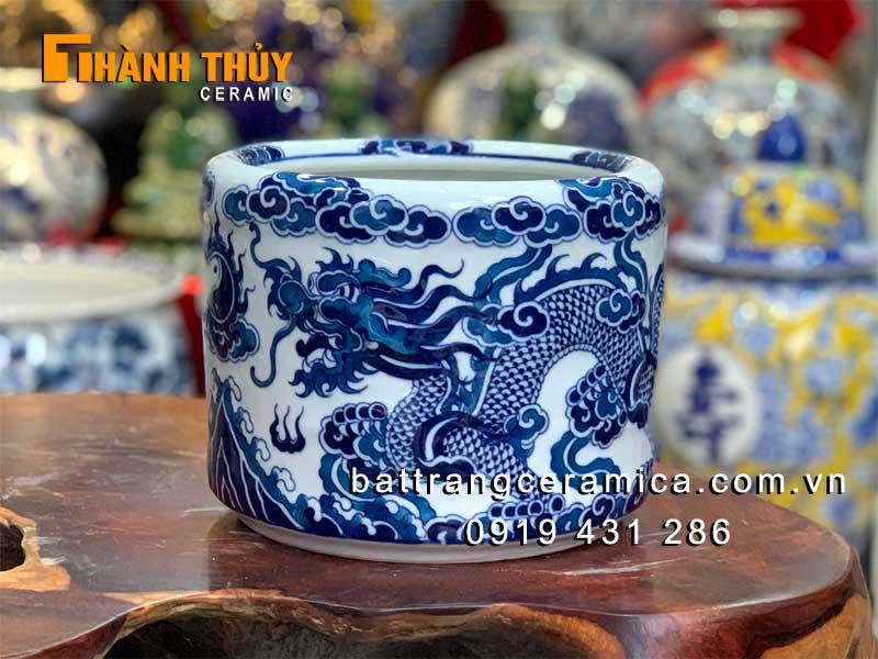 Bát hương xanh Rồng nổi 18 cm chuẩn Bát Tràng Giá tốt