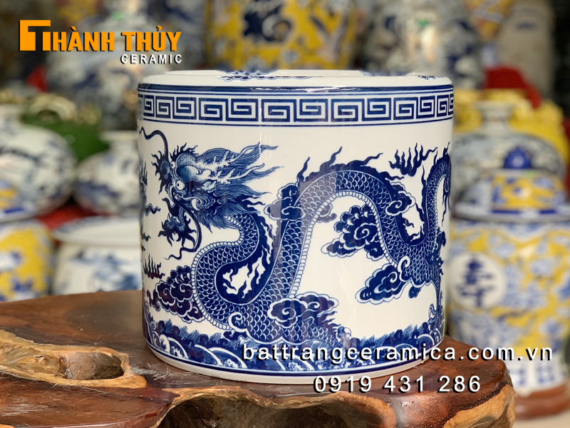 Bát hương đại men trắng xanh tphcm bát hương tâm linh gốm sứ