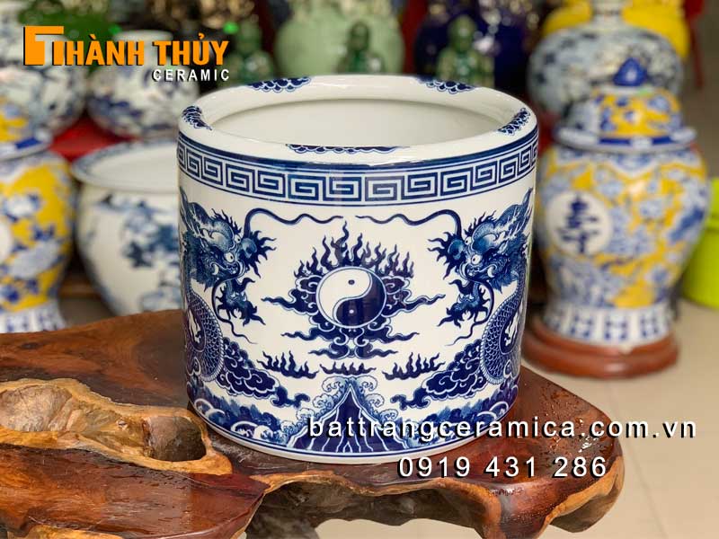 Bát hương đại men trắng xanh tphcm bát hương tâm linh gốm sứ
