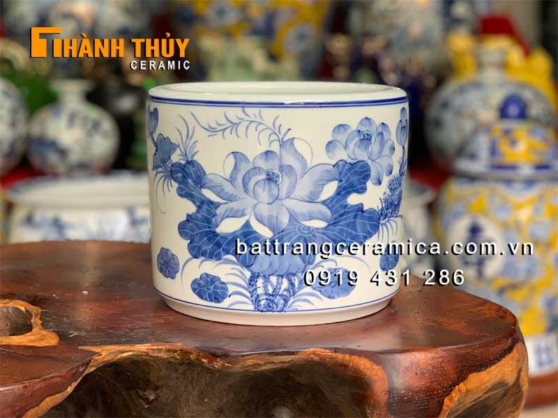Bát hương hoa sen men xanh Lam phi 16cm đẹp chuẩn phong thủy