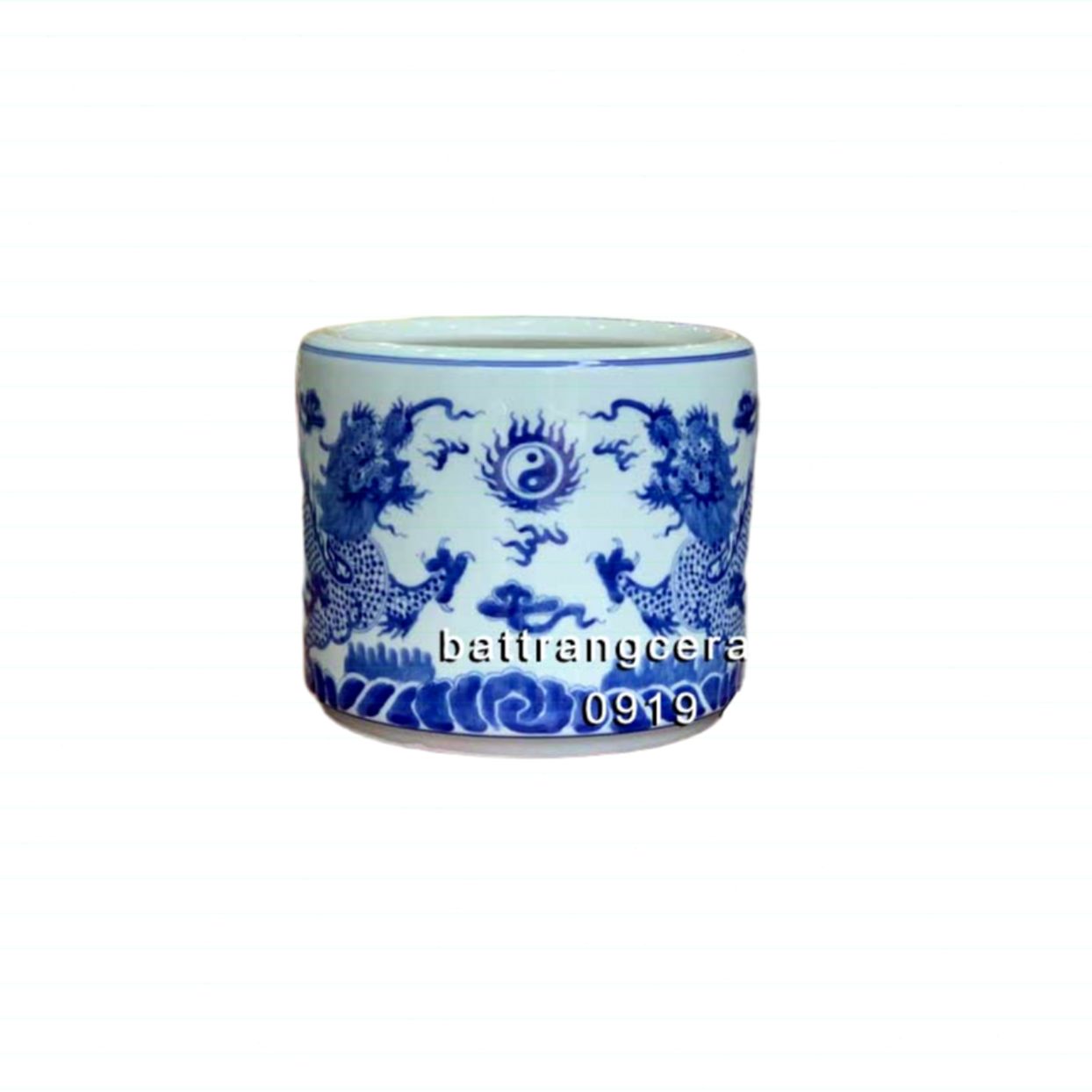 Bát hương Rồng chầu nguyệt 20cm cao cấp đồ thờ Bát Tràng mua ngay 