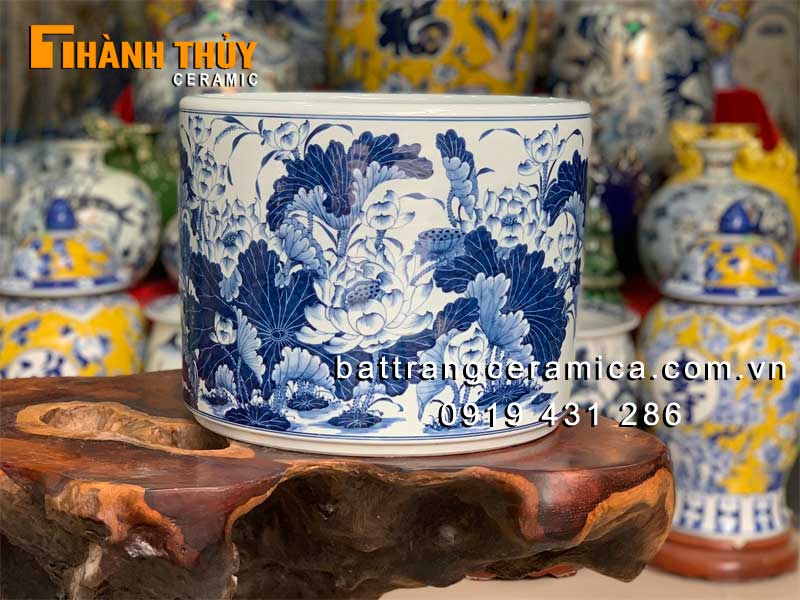 Bát hương hoa sen vuốt tay 35cm cao cấp thờ cúng linh thiêng 