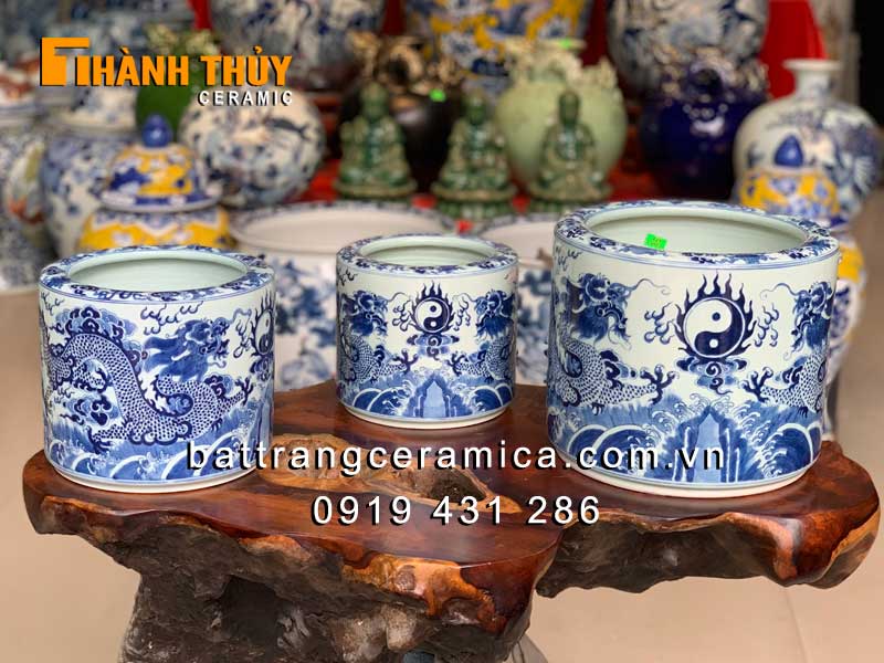 Bát hương cao cấp Rồng chầu nguyệt phi 30 Đồ thờ Bát Tràng uy tín