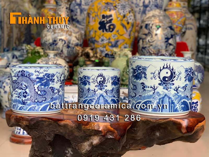 Bát hương Rồng sứ phi 22cm cao cấp bền đẹp thờ cúng