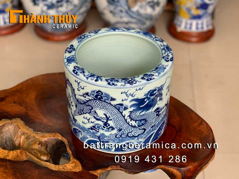 Bát hương Rồng chầu nguyệt 16cm phong thủy thờ cúng cao cấp