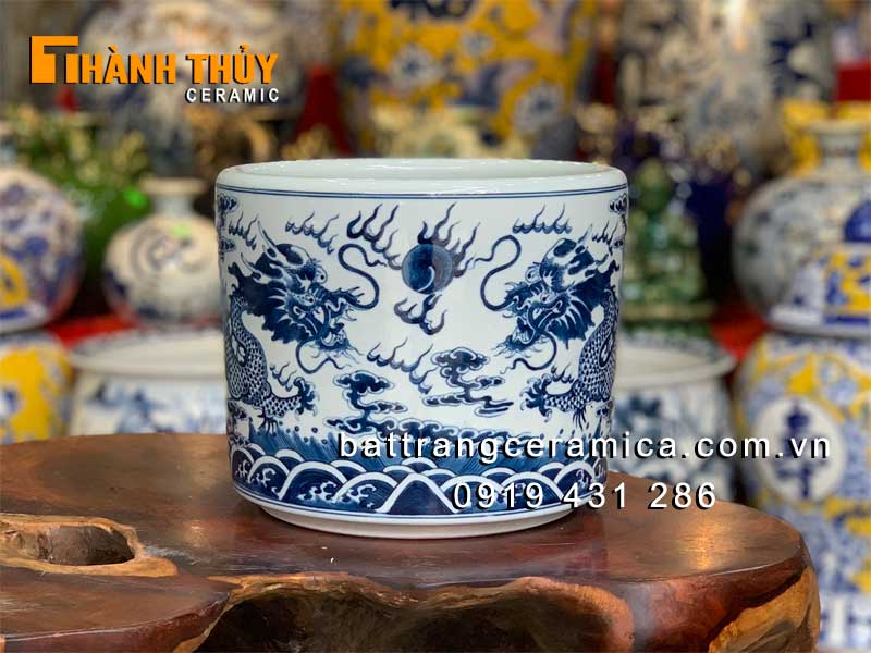 Bát hương rồng Phú Quý vuốt tay 18cm đồ thờ cao cấp phong thủy 