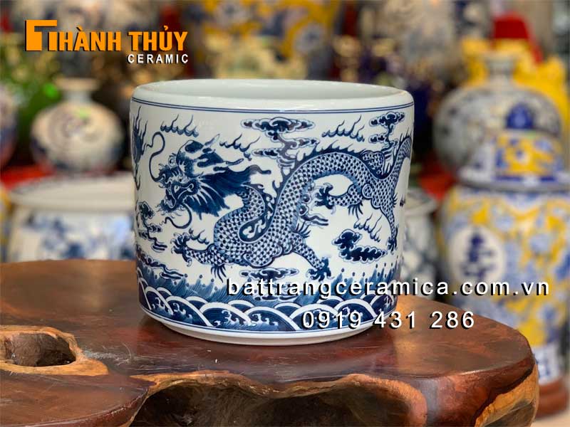 Bát hương rồng Phú Quý vuốt tay 18cm đồ thờ cao cấp phong thủy