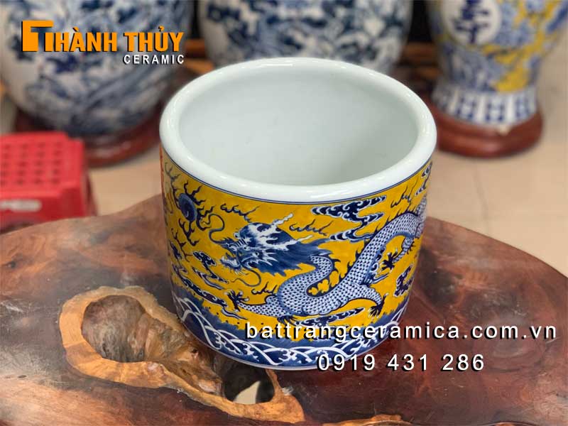 Bát hương vàng vẽ Rồng phi 22 sang trọng bền đẹp giá tốt