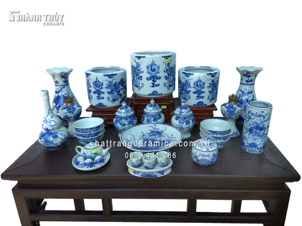 Bộ đồ thờ 04 Bát hương Rồng đẹp sang trọng, quà tặng ý nghĩa 