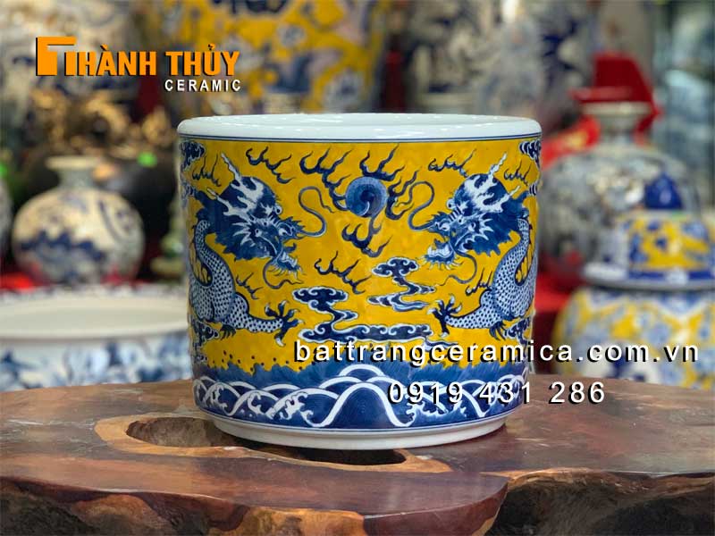 Bát hương vuốt tay vàng 20cm sang trọng thờ cúng cao cấp 
