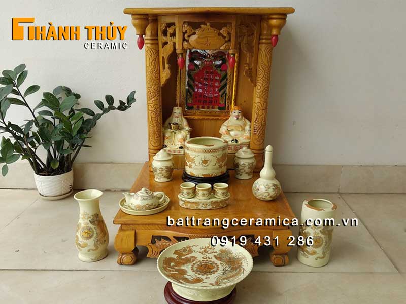 Bộ đồ thờ thần tài hoàng thổ may mắn tài lộc phát đạt 