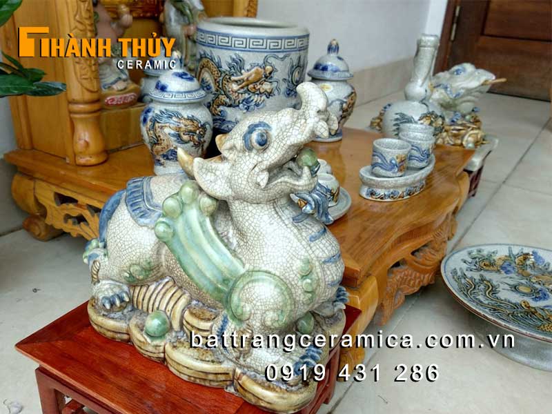 Bộ thờ thần tài men rạn nổi lộc phát 05 cao cấp Bát Tràng giá tốt