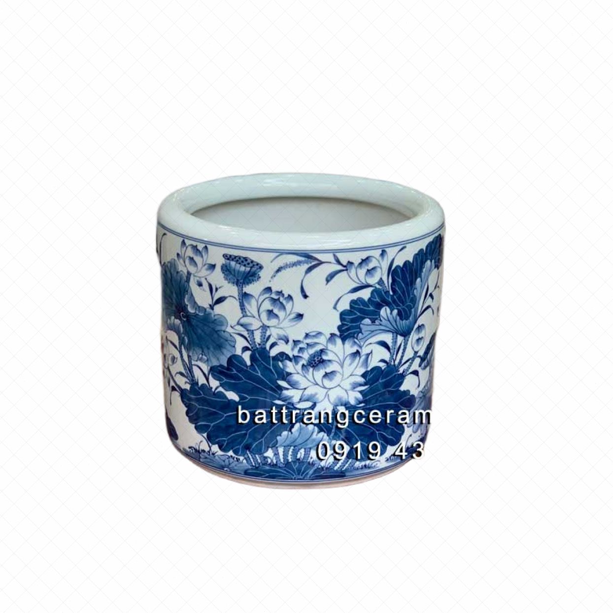 Bát hương hoa sen men lam cao cấp 20 cm chuẩn Bát Tràng đẹp 