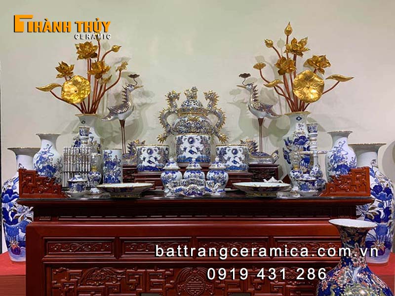 Đồ thờ sứ Bát Tràng vẽ vàng 24k cao cấp uy tín chuẩn phong thủy 