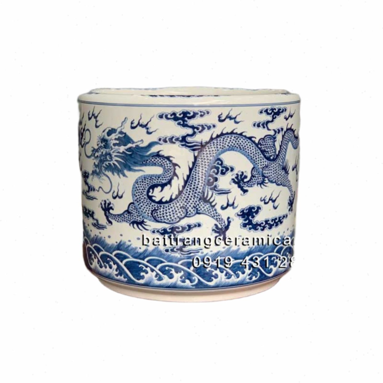 Bát hương rồng Phú Quý men Lam phi 35cm cao cấp tinh xảo 