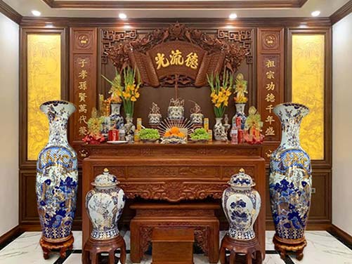 Bộ thờ vàng 24k Bát Tràng gốm sứ cao cấp Sang trọng chất lượng 