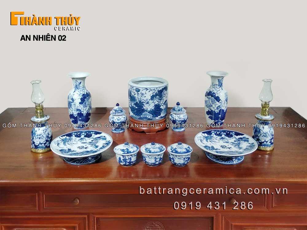Bộ đồ thờ Phật hoa sen cao cấp An nhiên 02 tôn nghiêm đẹp