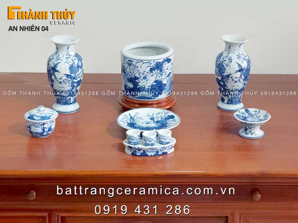 Bộ đồ thờ Phật Bát Tràng cao cấp An Nhiên 04 sang trọng tôn nghiêm 