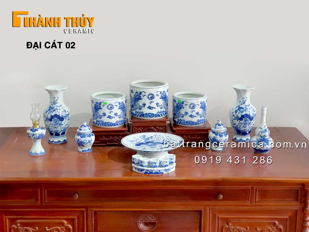 BộđồthờBátTràngmenxanhLamcao cấpĐạicát02đồthờđẹpgiárẻ