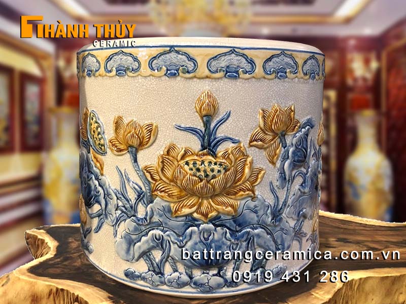 Bát hương hoa sen 40cm chất liệu bền đẹp phong thủy tốt 