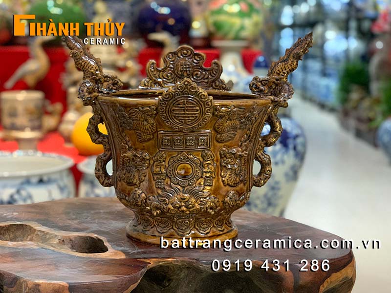 Lư hương giả cổ thời Lê 20cm chuẩn Bát Tràng độc đáo giá tốt