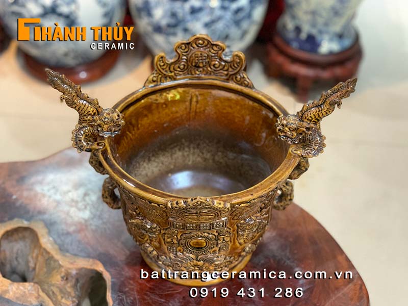 Lư hương giả cổ thời Lê 20cm chuẩn Bát Tràng độc đáo giá tốt