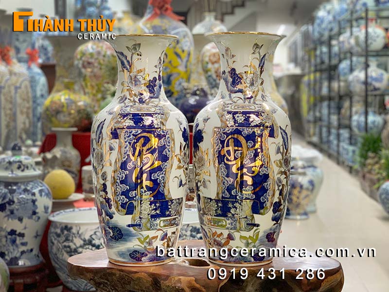 Lộc bình Phúc Đức vàng 24k 60cm sang trọng đỉnh cao bàn thờ