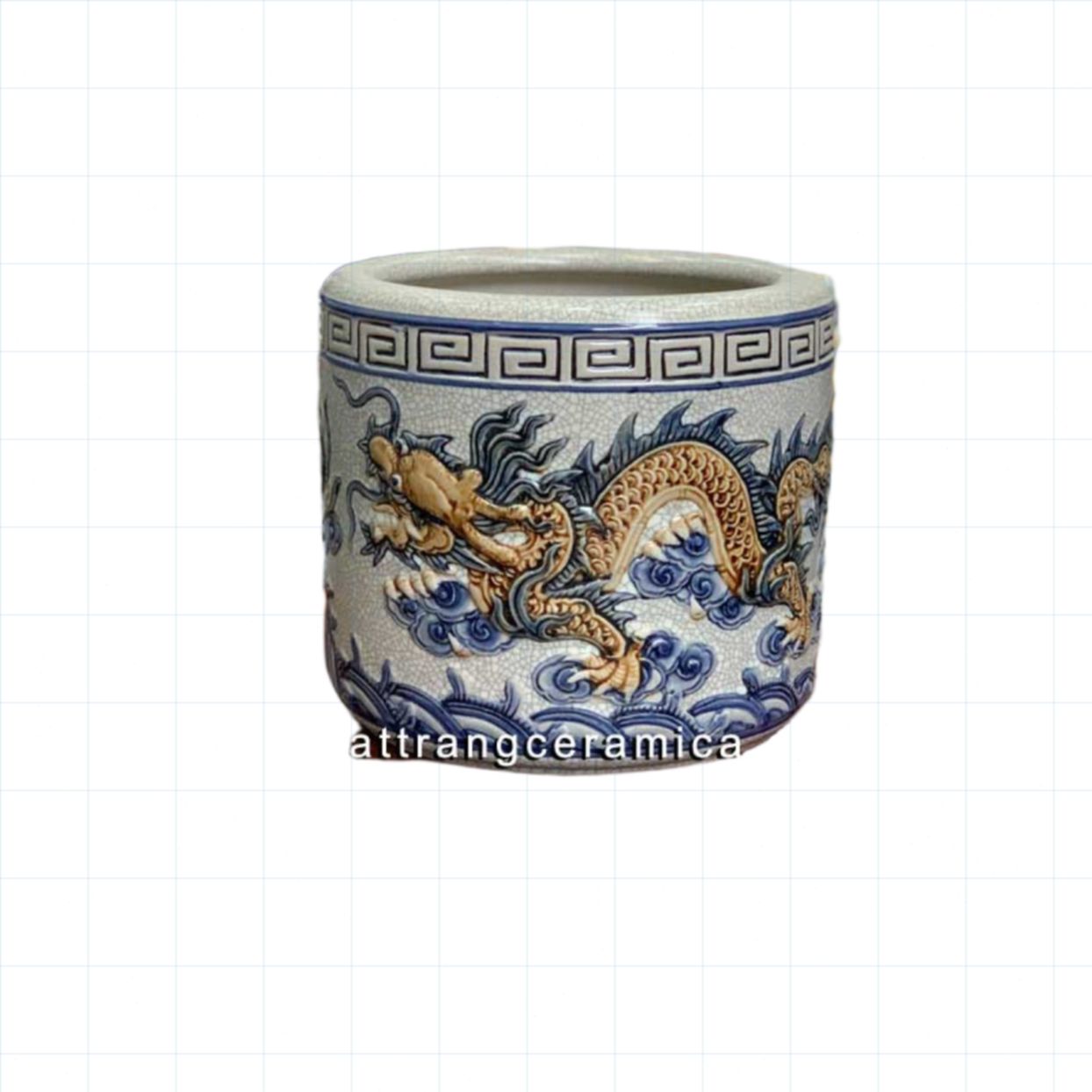 Bát hương Rồng nổi rạn 22cm thờ cúng linh thiêng chuẩn phong thủy 