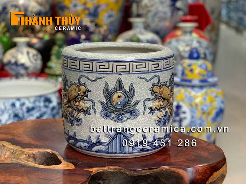 Bát hương Rồng nổi rạn 24cm chất lượng mua ngay 