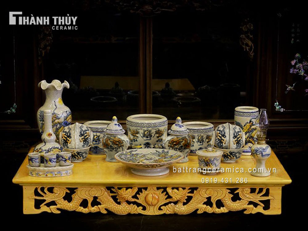Bộ đồ thờ men rạn treo tường chuẩn phong thủy 61x127 cm đẹp