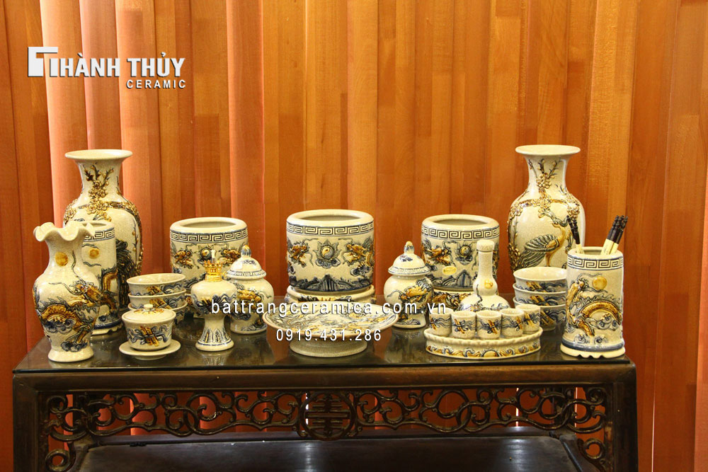 Bộ đồ thờ Gia tiên men rạn cổ sang trọng chuẩn phong thủy