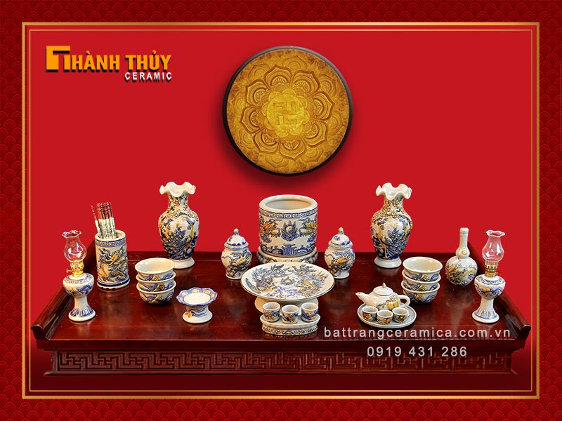 Bộ đồ thờ Bát Tràng Phúc Ấm Gia Tiên 20 món chuẩn phong thủy 