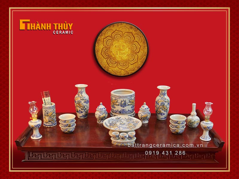 Bộ đồ thờ cúng Phúc Ấm Gia Tiên 18 món mẫu 02 chuẩn đẹp độc đáo