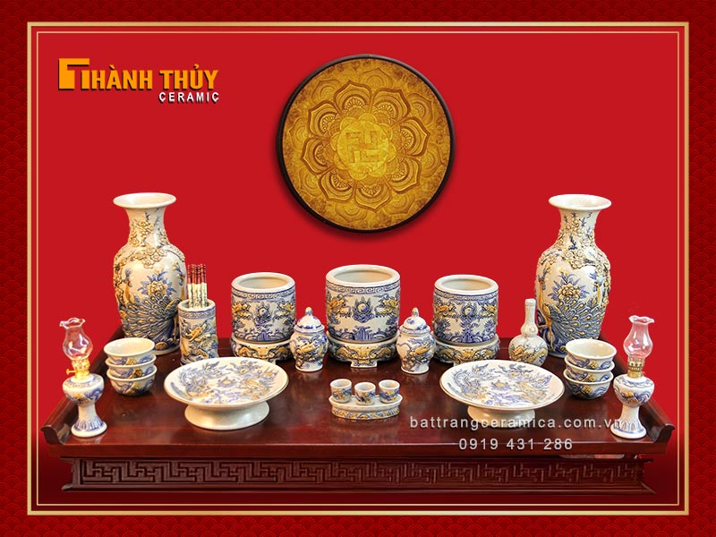 Bộ đồ thờ cúng Phúc Ấm Gia Tiên 05 sang trọng, phù hợp nhà phố chung cư