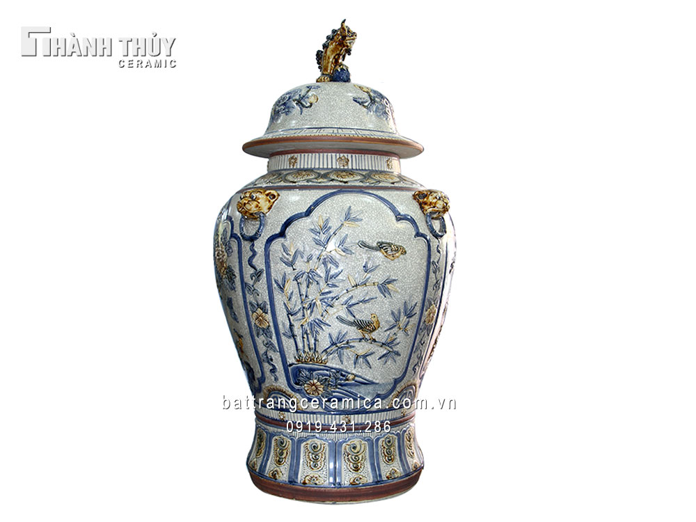 Chóe Tùng cúc trúc mai men rạn 102cm quà tặng phong thủy đẹp