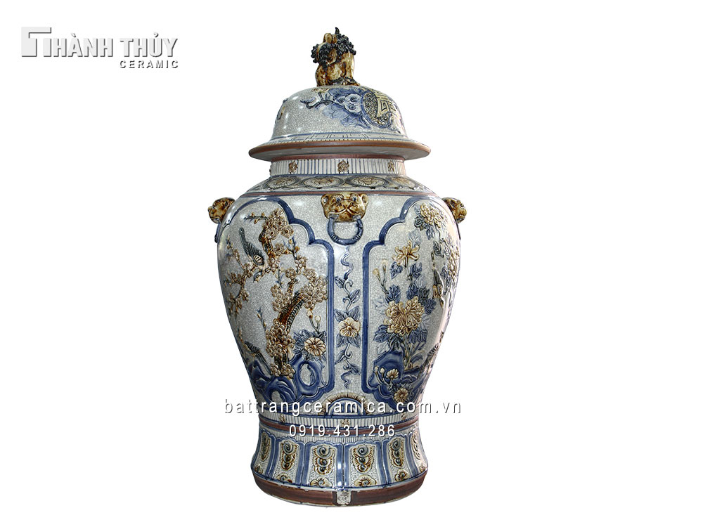Chóe tứ cảnh 75cm Tùng Cúc Trúc Mai rạn nổi phong thủy 