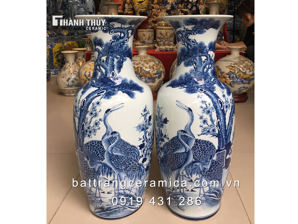 Lọ lộc bình Tùng hạc 60cm sang trọng ý nghĩa phong thủy bền đẹp