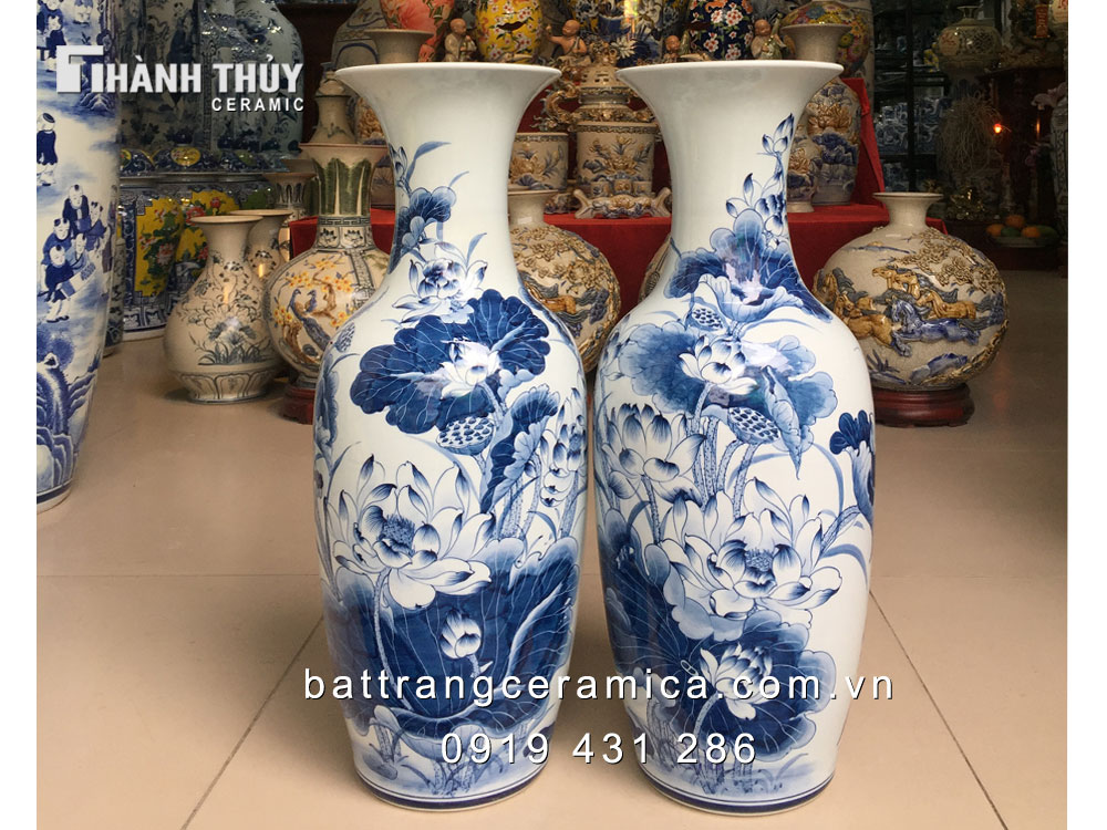 Lọ lộc bình hoa Sen cao 60cm trang trí nội thất đẹp giá tốt 