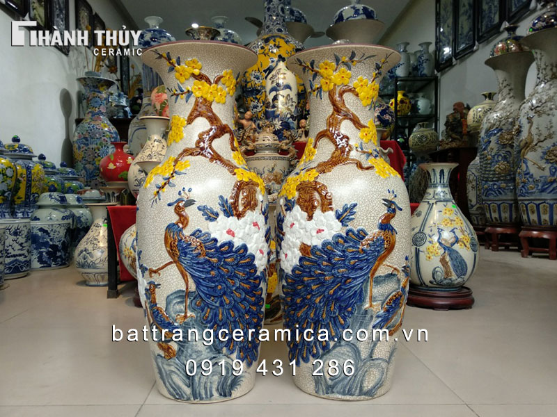 Lộc bình sứ Công Mai 60cm quà tặng phong thủy trang trí đẹp 