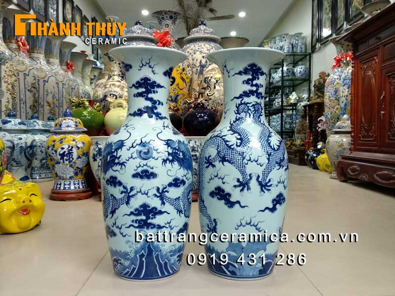 Lục bình bàn thờ vẽ rồng 60cm đẹp cao cấp giá tốt