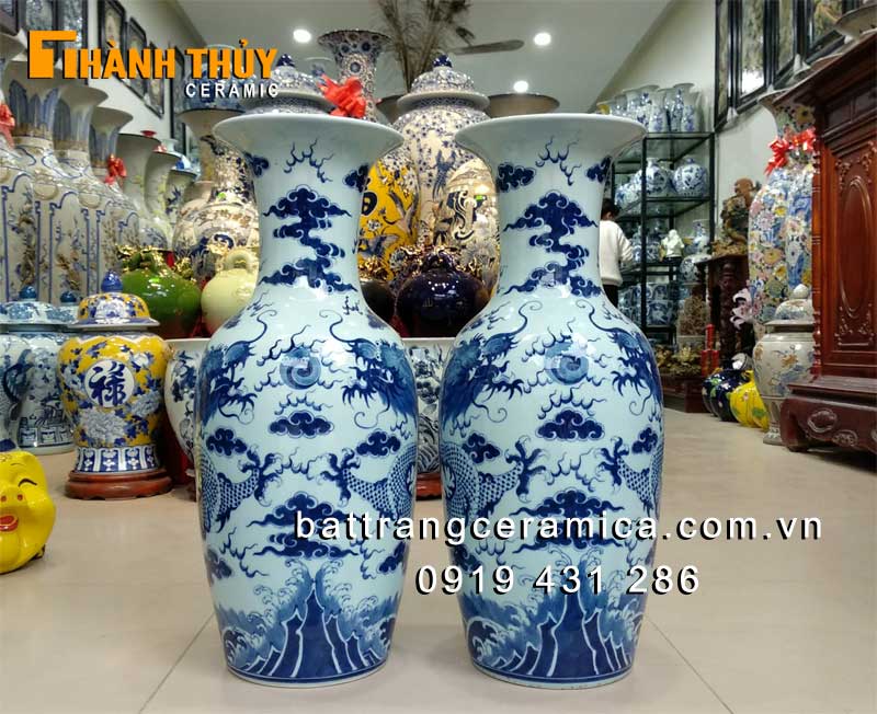 Lục bình bàn thờ vẽ rồng 60cm đẹp cao cấp giá tốt 